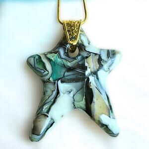 Star pendant necklace made from fused glass - unique design